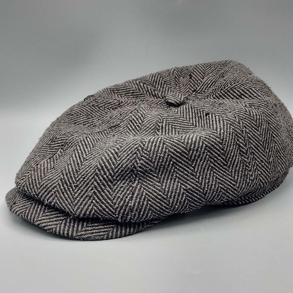 Biltmore 1917 Hat Flat Cap Cabbie Newsboy Tweed Wool Grey Size XL Cotton Liner